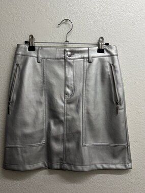 Marc New York silver faux leather mini skirt 2